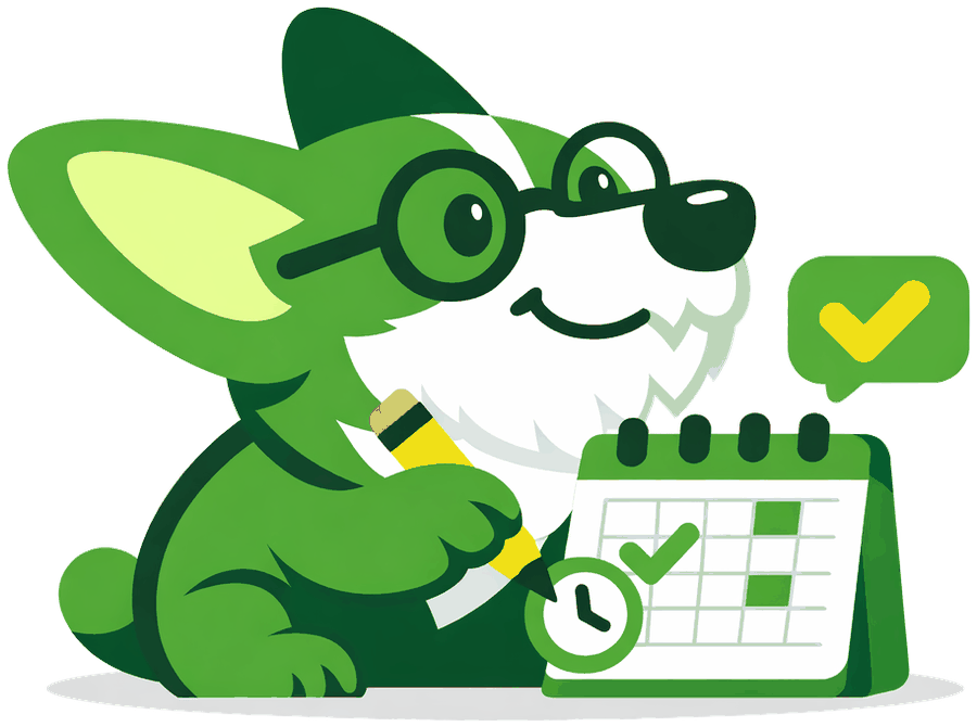 Kairi mascot checking off a planning calendar